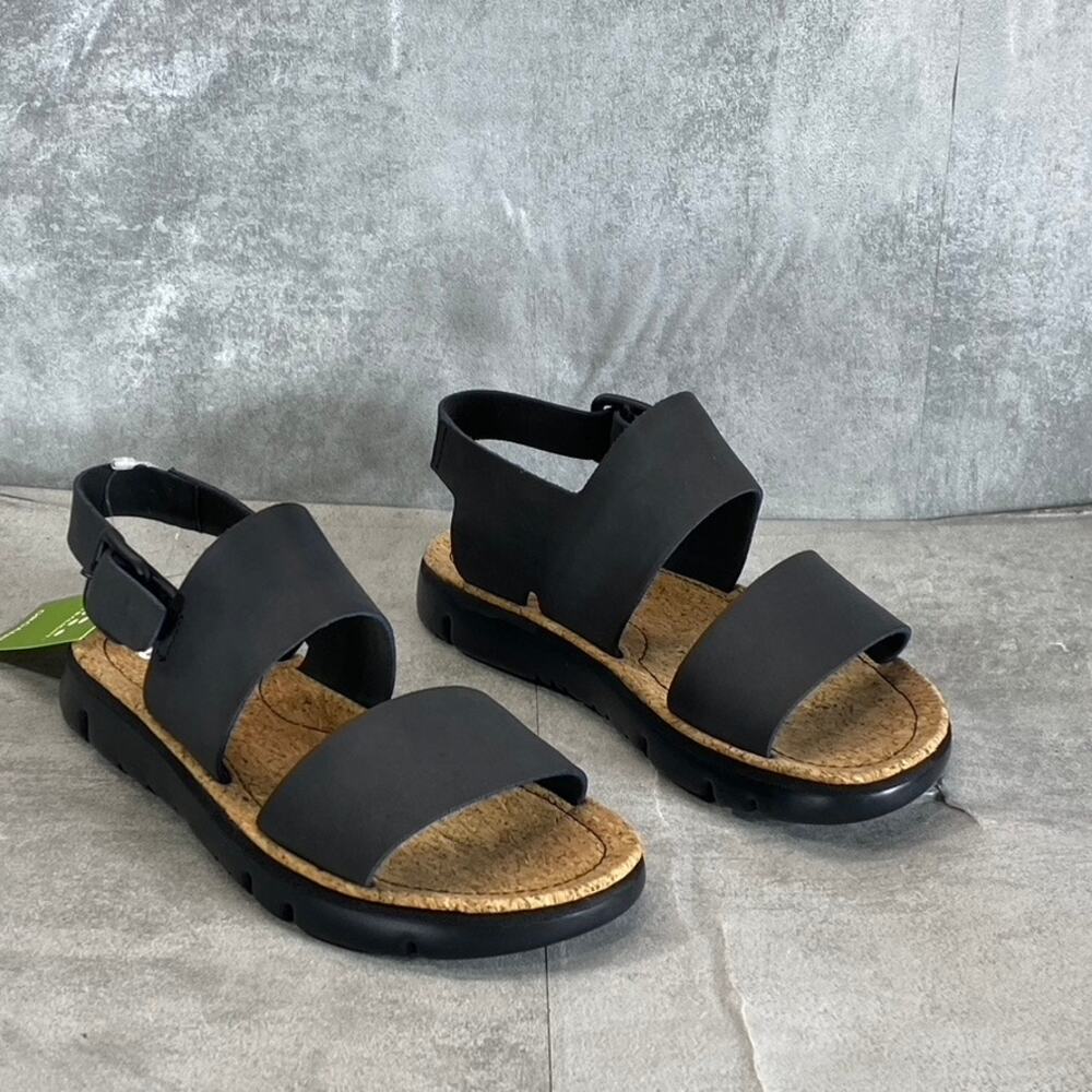 Camper Black Cork-Trim Platform Sandals